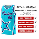 Custom Sky Blue Shoulder Stars Graffiti Pattern Sets Basketball Jersey