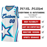 Custom White Shoulder Stars Graffiti Pattern Sets Basketball Jersey