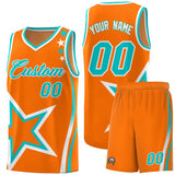 Custom Orange Shoulder Stars Graffiti Pattern Sets Basketball Jersey