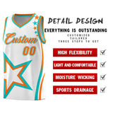 Custom White Shoulder Stars Graffiti Pattern Sets Basketball Jersey
