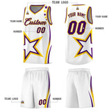 Custom White Shoulder Stars Graffiti Pattern Sets Basketball Jersey
