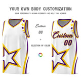 Custom White Shoulder Stars Graffiti Pattern Sets Basketball Jersey