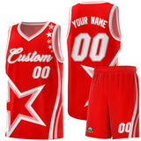 Custom Red Shoulder Stars Graffiti Pattern Sets Basketball Jersey