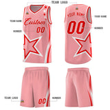 Custom Light Pink Shoulder Stars Graffiti Pattern Sets Basketball Jersey