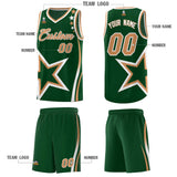 Custom Green Shoulder Stars Graffiti Pattern Sets Basketball Jersey