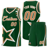 Custom Green Shoulder Stars Graffiti Pattern Sets Basketball Jersey