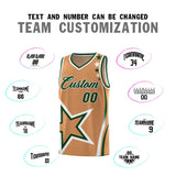 Custom Light Brown Shoulder Stars Graffiti Pattern Sets Basketball Jersey