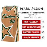 Custom Light Brown Shoulder Stars Graffiti Pattern Sets Basketball Jersey
