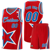 Custom Red Shoulder Stars Graffiti Pattern Sets Basketball Jersey