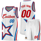 Custom White Shoulder Stars Graffiti Pattern Sets Basketball Jersey