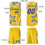 Custom Gold Shoulder Stars Graffiti Pattern Sets Basketball Jersey