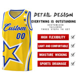 Custom Gold Shoulder Stars Graffiti Pattern Sets Basketball Jersey