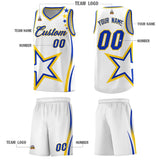 Custom White Shoulder Stars Graffiti Pattern Sets Basketball Jersey