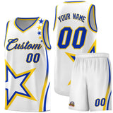 Custom White Shoulder Stars Graffiti Pattern Sets Basketball Jersey