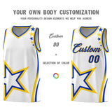 Custom White Shoulder Stars Graffiti Pattern Sets Basketball Jersey