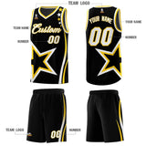 Custom Black Shoulder Stars Graffiti Pattern Sets Basketball Jersey