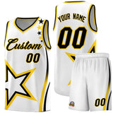 Custom White Shoulder Stars Graffiti Pattern Sets Basketball Jersey