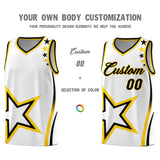 Custom White Shoulder Stars Graffiti Pattern Sets Basketball Jersey