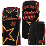 Custom Black Shoulder Stars Graffiti Pattern Sets Basketball Jersey