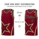 Custom Crimson Shoulder Stars Graffiti Pattern Sets Basketball Jersey