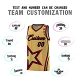 Custom Old Gold Shoulder Stars Graffiti Pattern Sets Basketball Jersey