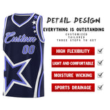 Custom Navy Shoulder Stars Graffiti Pattern Sets Basketball Jersey