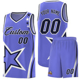 Custom Purple Shoulder Stars Graffiti Pattern Sets Basketball Jersey