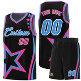 Custom Black Shoulder Stars Graffiti Pattern Sets Basketball Jersey