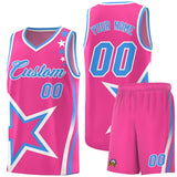 Custom Pink Shoulder Stars Graffiti Pattern Sets Basketball Jersey