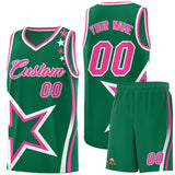 Custom Kelly Green Shoulder Stars Graffiti Pattern Sets Basketball Jersey
