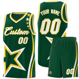 Custom Hunter Green Shoulder Stars Graffiti Pattern Sets Basketball Jersey
