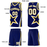 Custom Navy Shoulder Stars Graffiti Pattern Sets Basketball Jersey