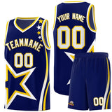 Custom Navy Shoulder Stars Graffiti Pattern Sets Basketball Jersey