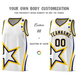 Custom White Shoulder Stars Graffiti Pattern Sets Basketball Jersey