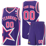 Custom Purple Shoulder Stars Graffiti Pattern Sets Basketball Jersey