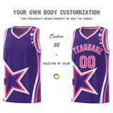 Custom Purple Shoulder Stars Graffiti Pattern Sets Basketball Jersey