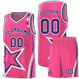 Custom Pink Shoulder Stars Graffiti Pattern Sets Basketball Jersey