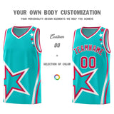 Custom Aqua Shoulder Stars Graffiti Pattern Sets Basketball Jersey