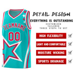 Custom Aqua Shoulder Stars Graffiti Pattern Sets Basketball Jersey