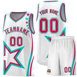Custom White Shoulder Stars Graffiti Pattern Sets Basketball Jersey