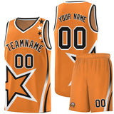 Custom Gold Orange Shoulder Stars Graffiti Pattern Sets Basketball Jersey