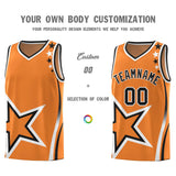 Custom Gold Orange Shoulder Stars Graffiti Pattern Sets Basketball Jersey