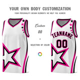 Custom White Shoulder Stars Graffiti Pattern Sets Basketball Jersey