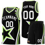 Custom Black Shoulder Stars Graffiti Pattern Sets Basketball Jersey