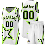 Custom White Shoulder Stars Graffiti Pattern Sets Basketball Jersey