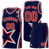 Custom Navy Shoulder Stars Graffiti Pattern Sets Basketball Jersey