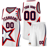 Custom White Shoulder Stars Graffiti Pattern Sets Basketball Jersey