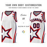 Custom White Shoulder Stars Graffiti Pattern Sets Basketball Jersey