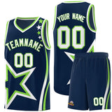 Custom Navy Shoulder Stars Graffiti Pattern Sets Basketball Jersey