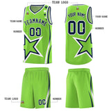 Custom Neon Green Shoulder Stars Graffiti Pattern Sets Basketball Jersey